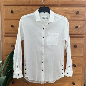 Prana Aconic White Stretch Button Down Medium EUC